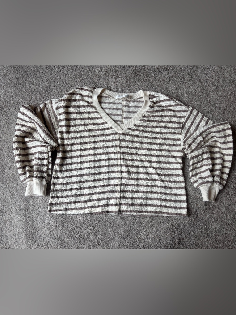 Altar'd State Striped Textured V-Neck Sweater | Size Small